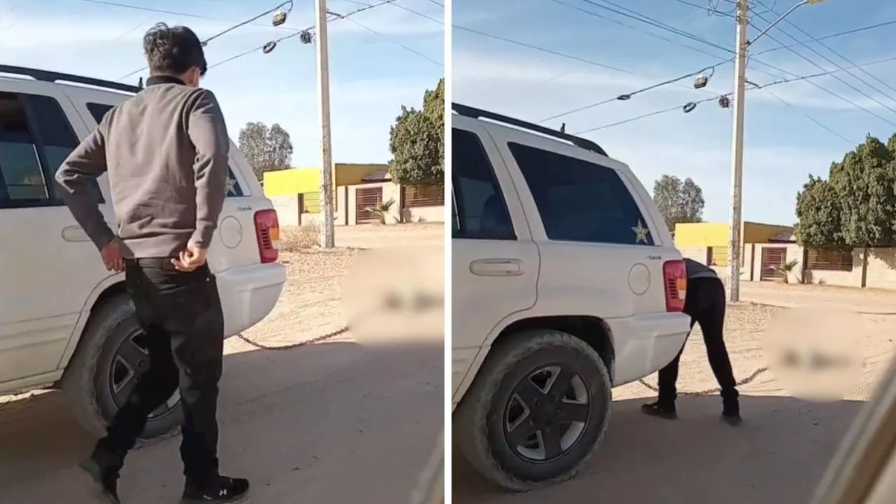 Conductor Arrastra a Perro con Cadena en Sonora