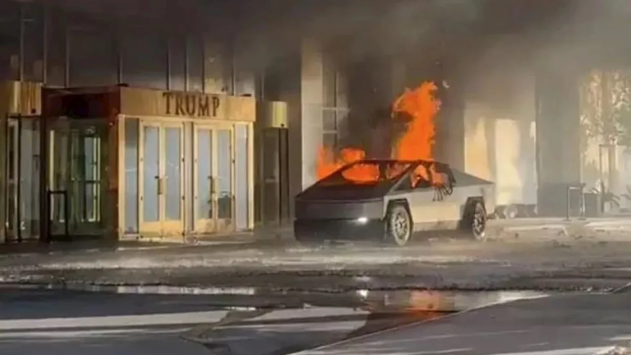 Explosión y incendio de una Cybertruck de Tesla frente al Trump Hotel de Las Vegas