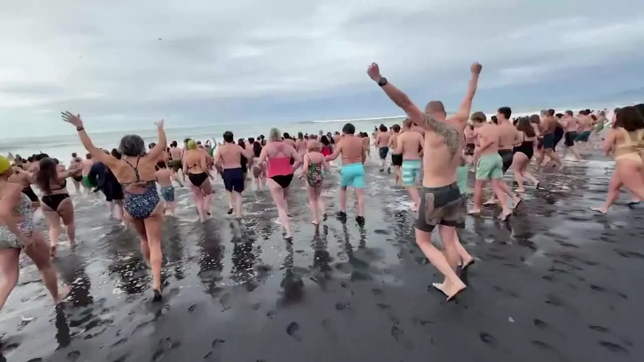 Hundreds Plunge into San Francisco's Ocean for New Year's Day