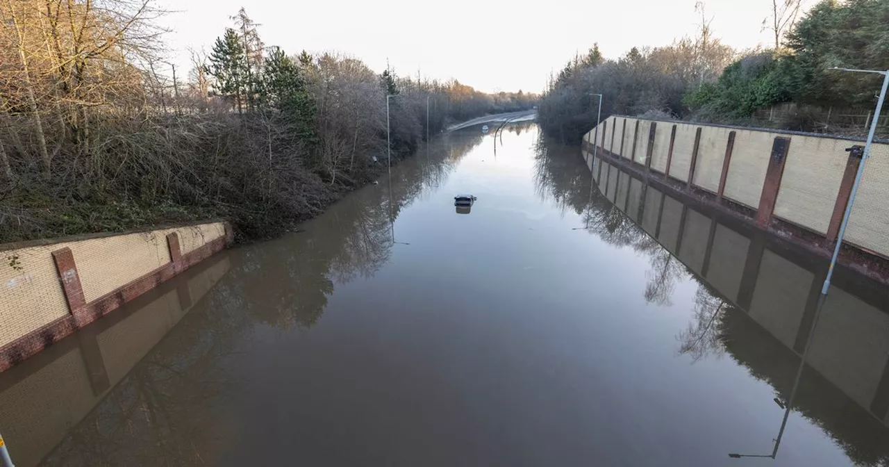 Manchester Airport Relief Road Flooded Again, Vehicles Trapped