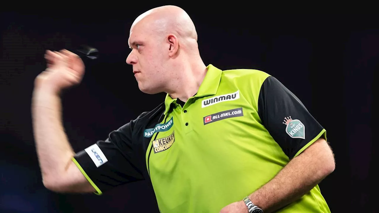 Michael van Gerwen wint eerste set van Chris Dobey in WK Darts halve finale