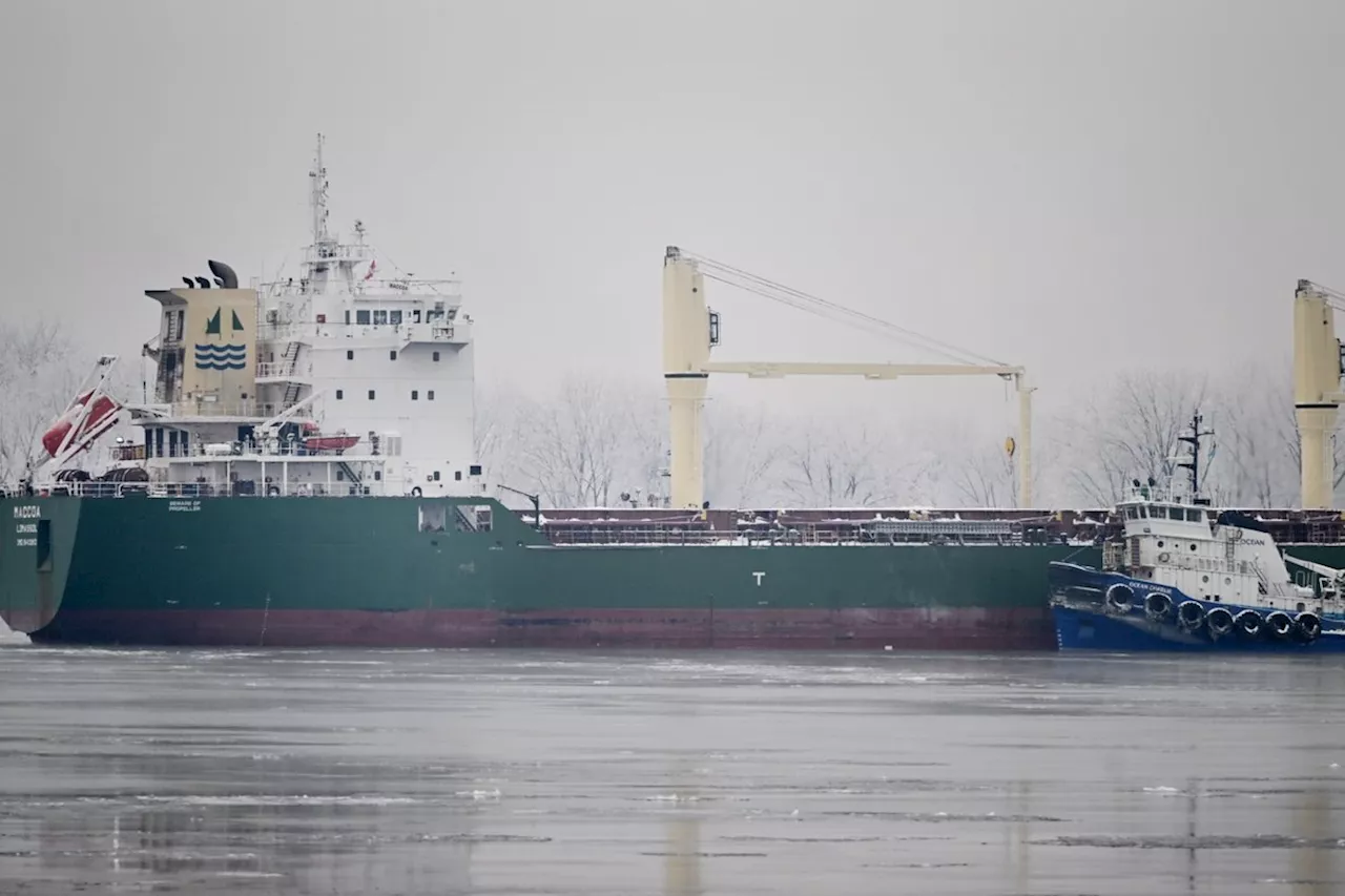 Operation delayed to unload cargo from ship stuck in St. Lawrence River near Montreal