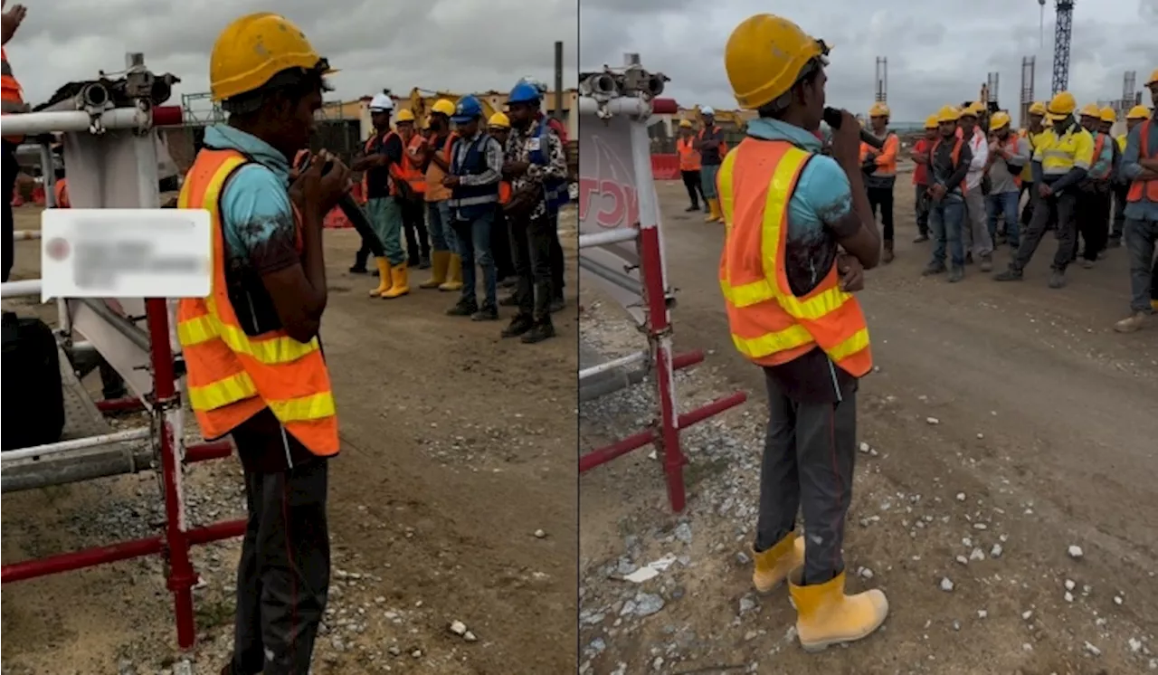 Foreign Construction Worker Leads Prayer with Melodious Recitation