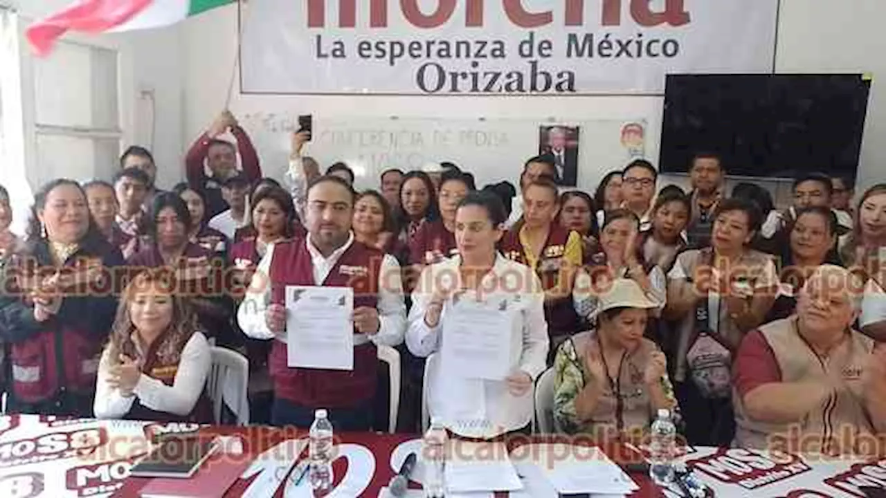 Nancy Guerrero y Juan Flores van por la candidatura de MORENA en Orizaba