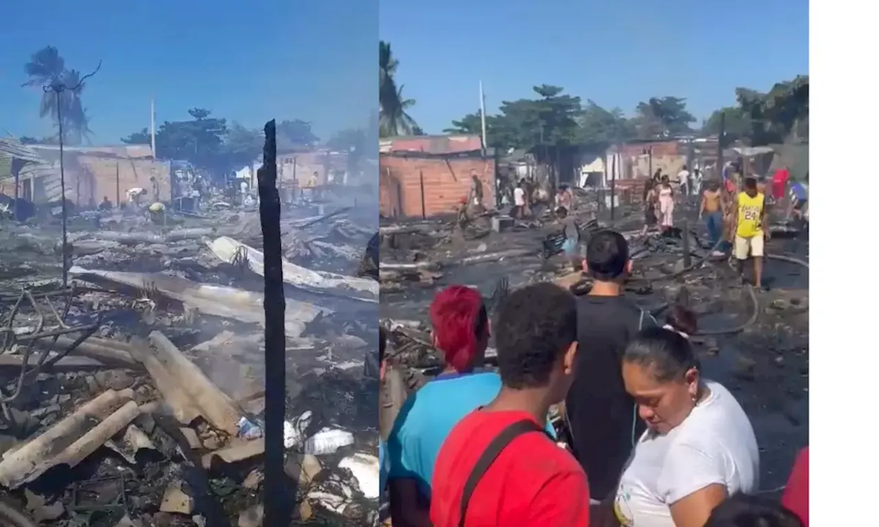 Más de 20 casas de madera quemadas en incendio en La Bendición de Dios en Barranquilla