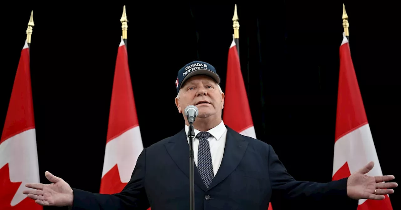 Ontario Premier Ford Arrives at First Ministers Meeting in 'Canada Is Not for Sale' Hat