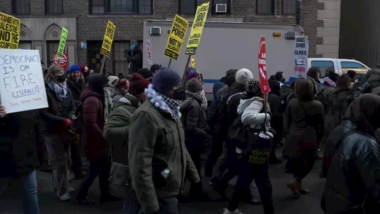 Anti-Trump, pro-Palestinian protesters march in Manhattan