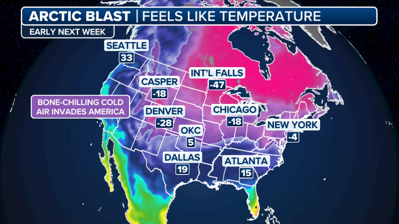 Brutal Cold Snap to Hit US with Temperatures Plunging 45 Degrees Below Average