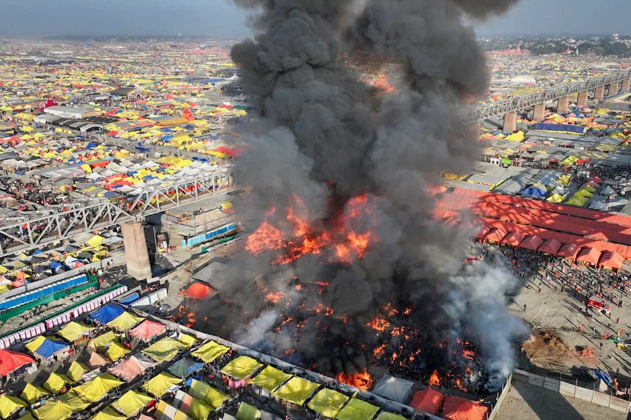 Fire burns through multiple tents at Maha Kumbh festival but causes no injuries