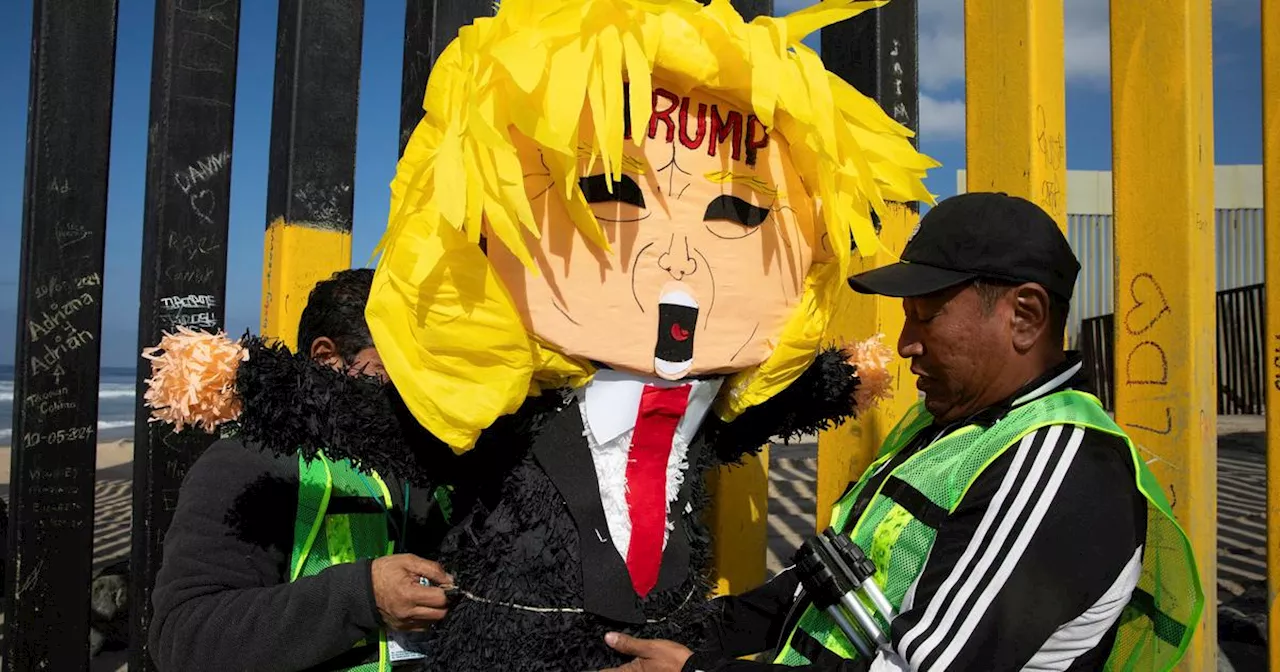 Une piñata à l’effigie de Donald Trump rouée de coups lors d’un rassemblement à la frontière américano-mexicaine