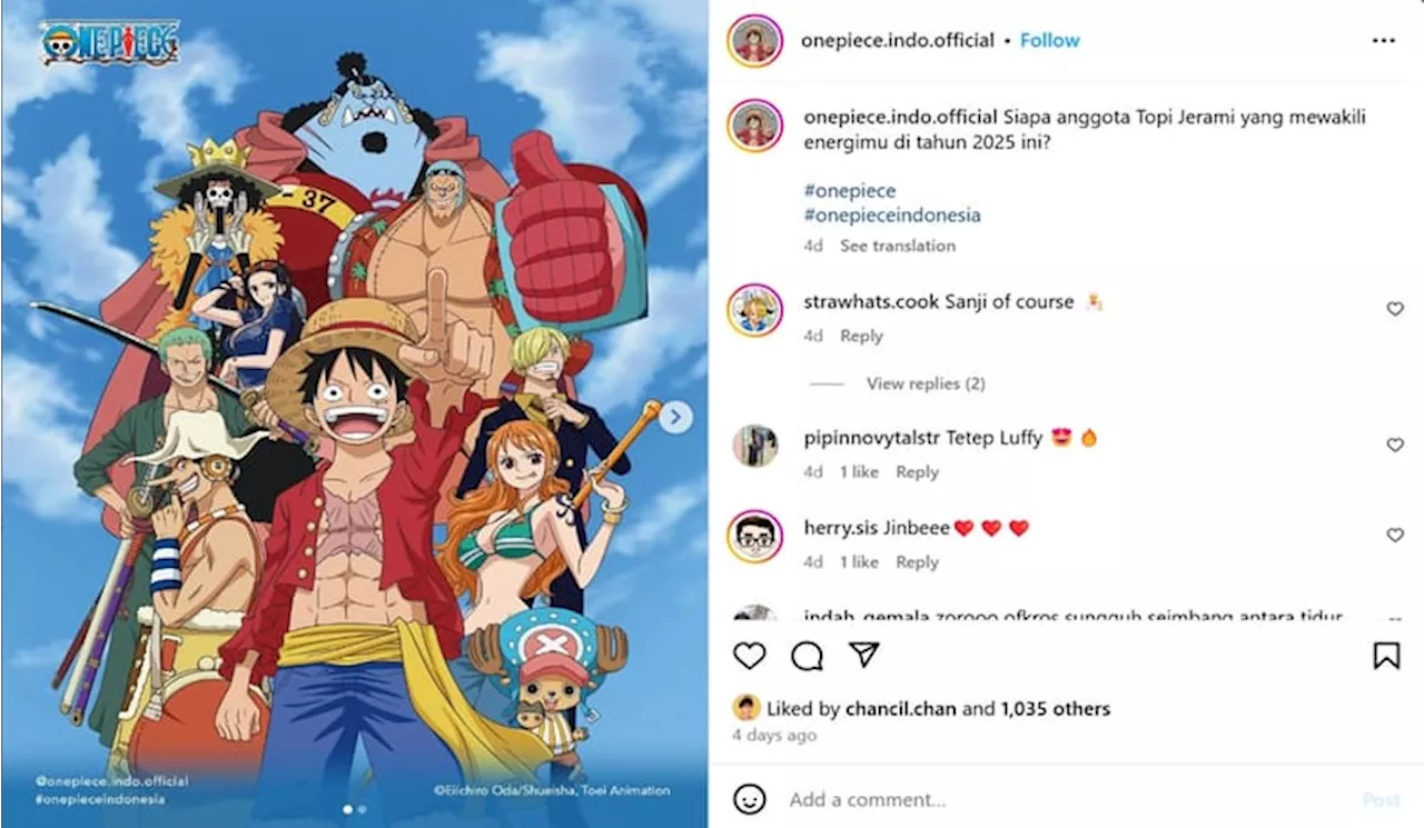 One Piece Luncurkan Akun Instagram Resmi Berbahasa Indonesia