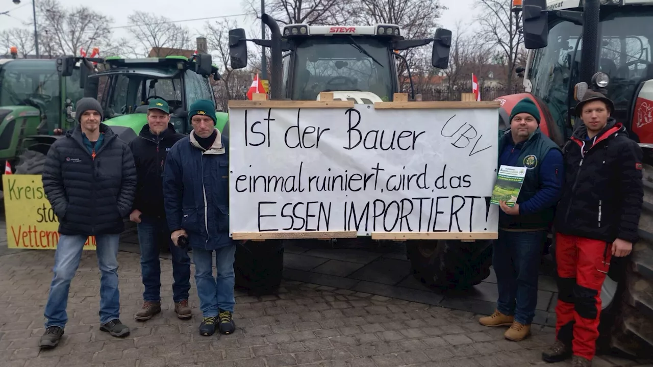 Unabhängiger Bauernverband protestierte vor dem Parlament in Wien