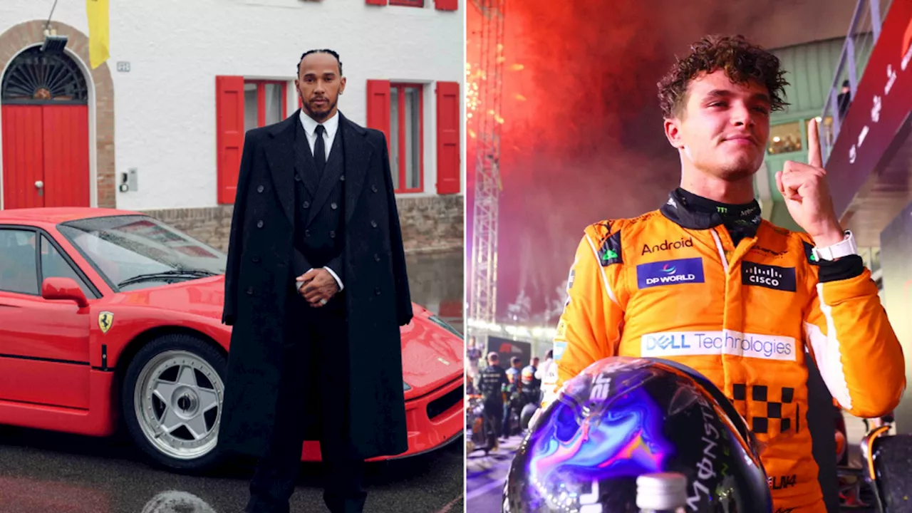 Lando Norris sends one-word message to Lewis Hamilton as F1 fans spot 'hidden detail' in first Ferrari photo