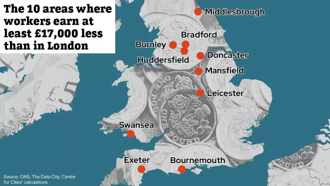 Londoners earn at least £17,000 more than people in these 10 areas