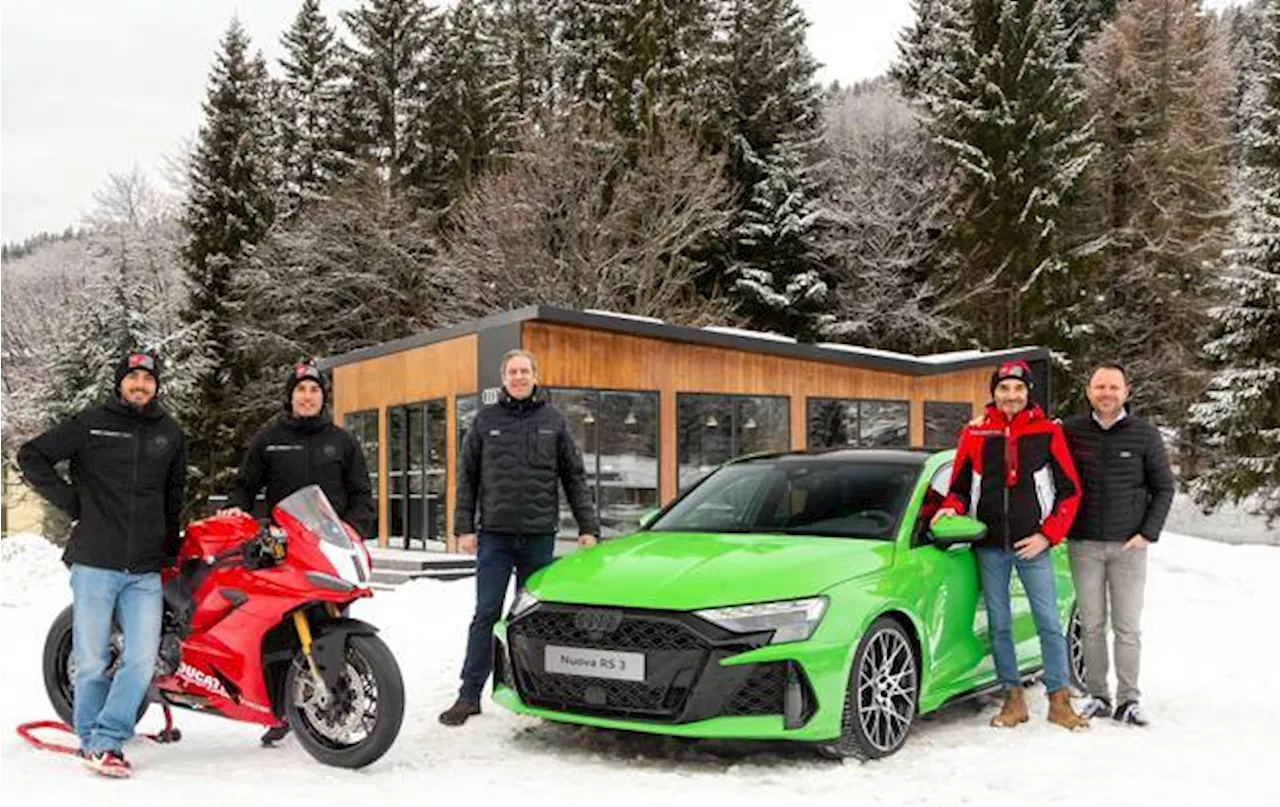 Audi e Ducati presentano la nuova RS 3 e il team MotoGP 2025 a Madonna di Campiglio