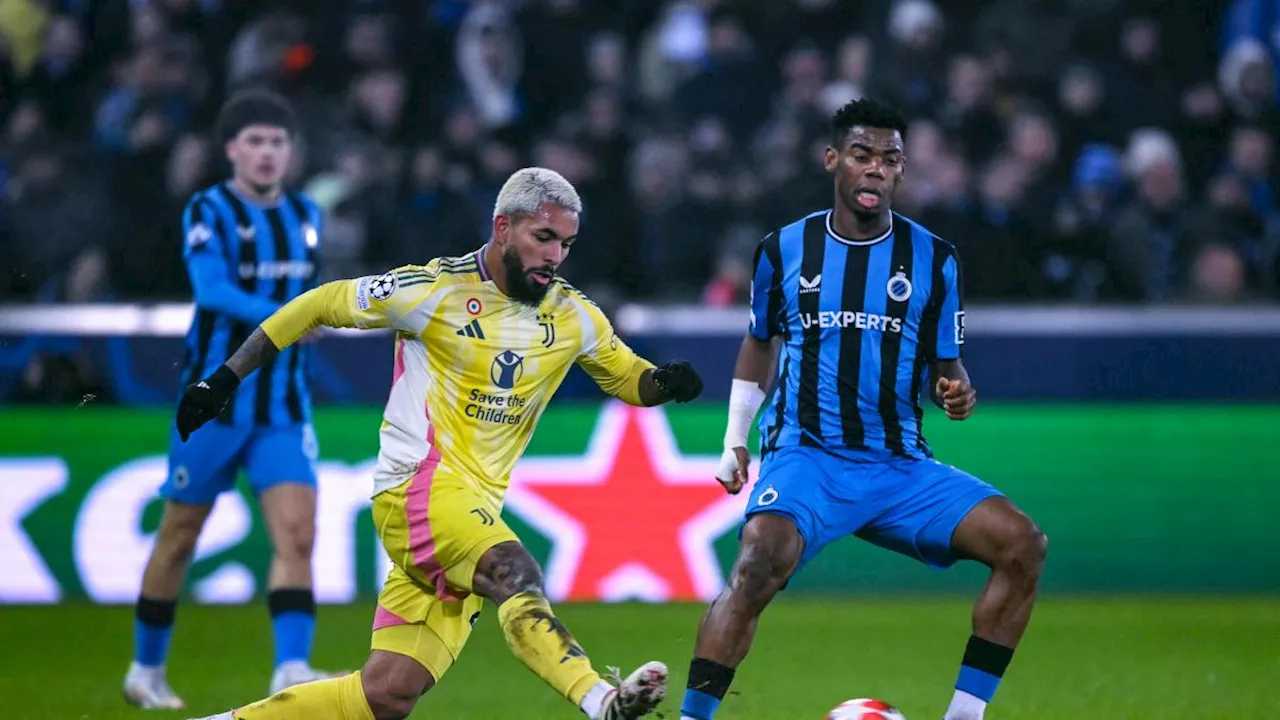 Bruges-Juventus di Champions League diretta 0-0: Jutflà pericoloso in avvio, Douglas Luiz calcia largo