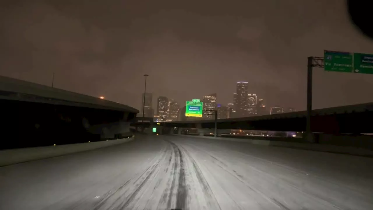 Houston Officials Urge Residents to Stay Home as Winter Storm Brings Icy Road Conditions