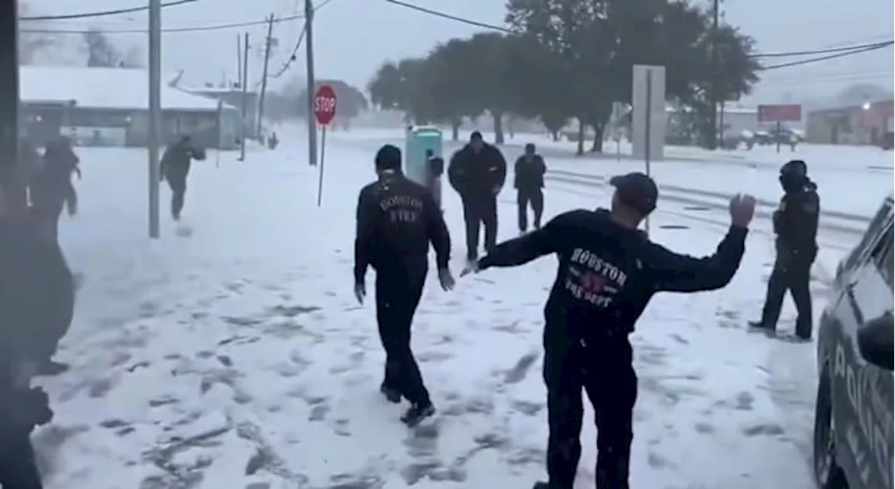 Houston First Responders Find Joy in a Snowball Fight Amid Winter Storm