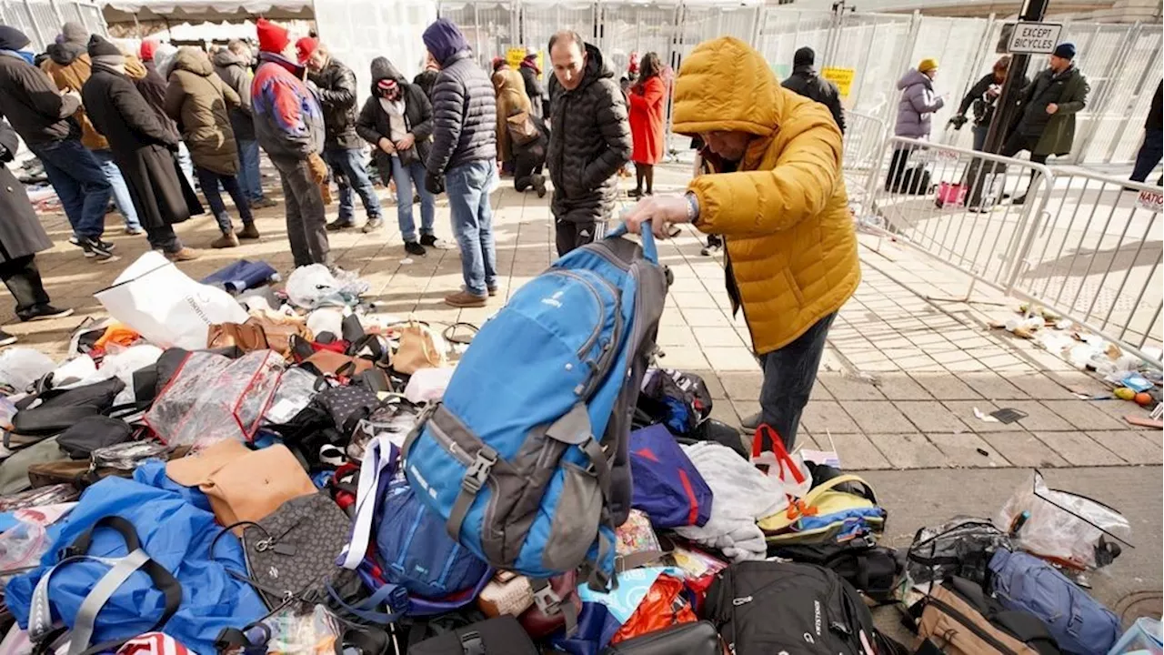 Inauguration Parade: Supporters Leave Behind Mountains of Belongings Outside Capital One Arena