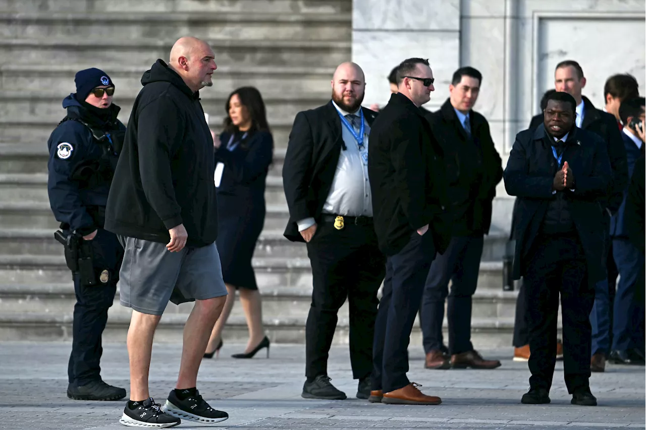 Sen. John Fetterman wears shorts and a hoodie to Trump inauguration