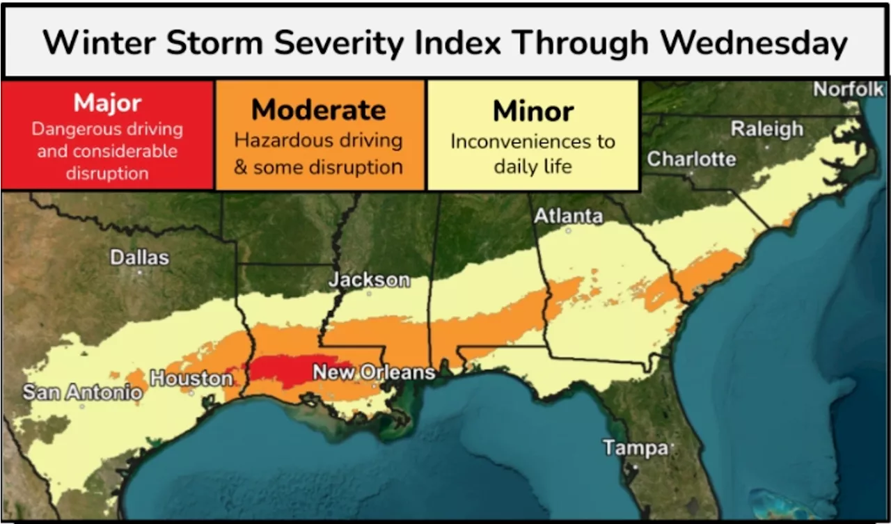 Rare Winter Storm to Bring Heavy Snow and Ice to Gulf Coast