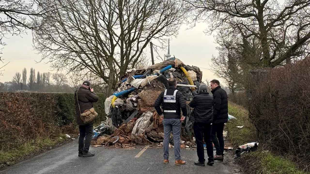 Staffordshire residents 'shocked' as village is blocked in by 80ft-long mound of dumped rubbish