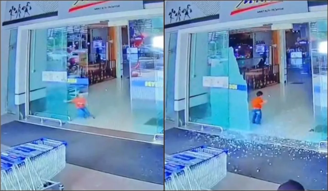 [Watch] Glass Door Shatters After A Boy Prevents It From Closing