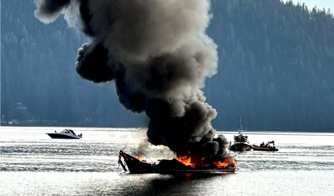 Boat Fire Engulfs Vessel in Indian Arm Fjord, No Injuries Reported