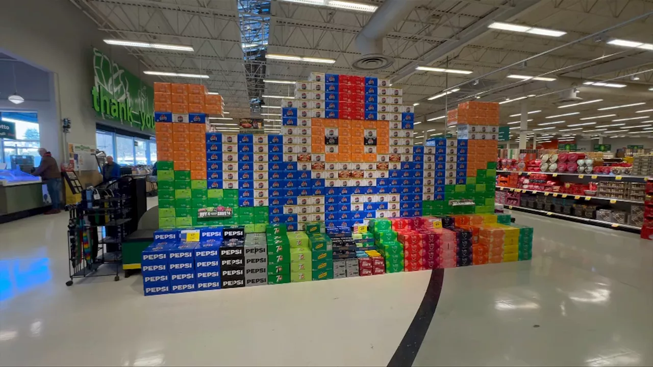 Grocery Store Employee Creates Super Bowl-Themed Art Display