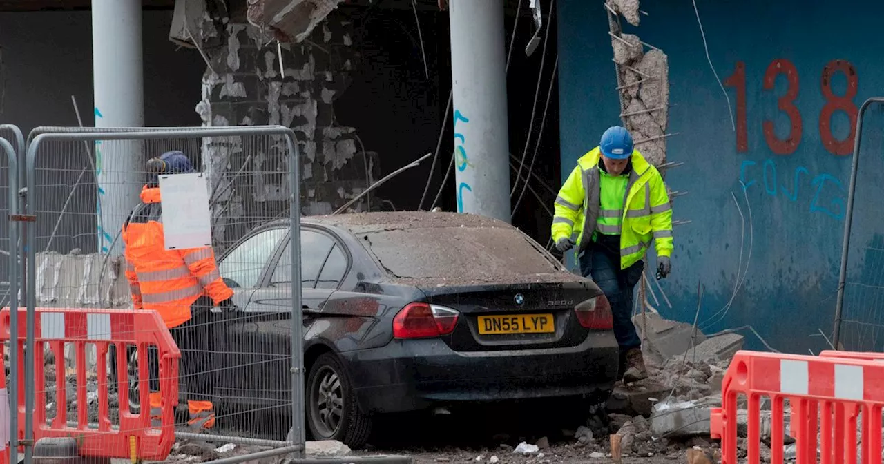 Building Demolition Collapse in Glasgow Crushes Van