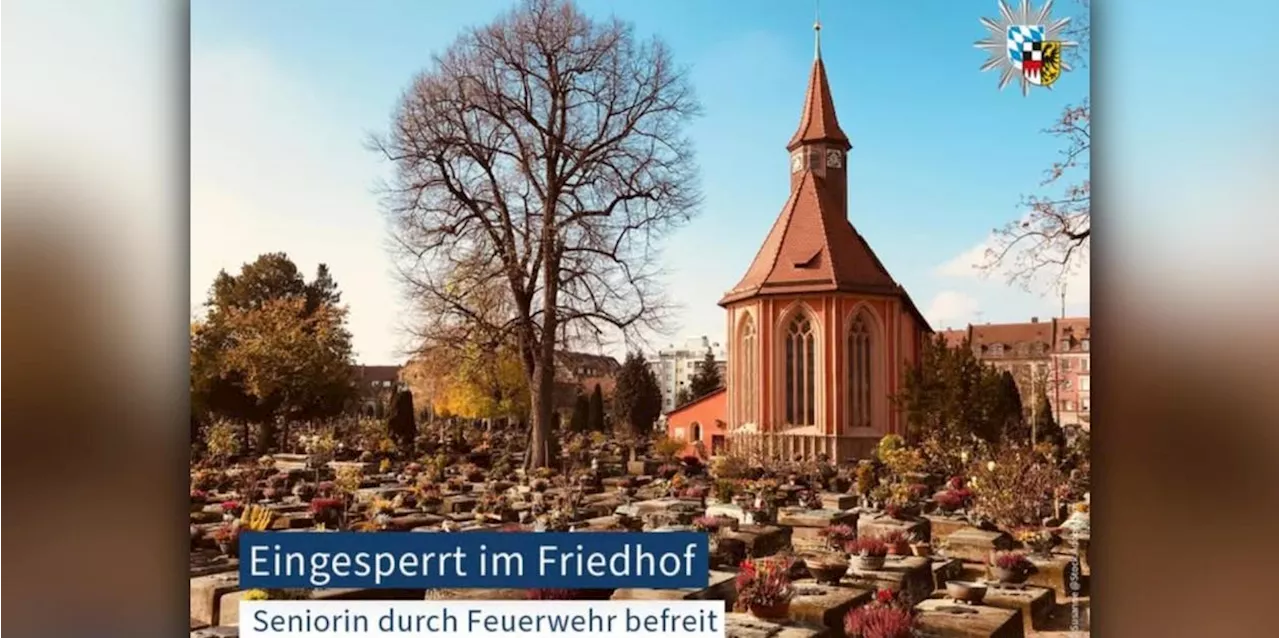 Seniorin auf Nürnberger Friedhof gefangen - Feuerwehr rettet sie