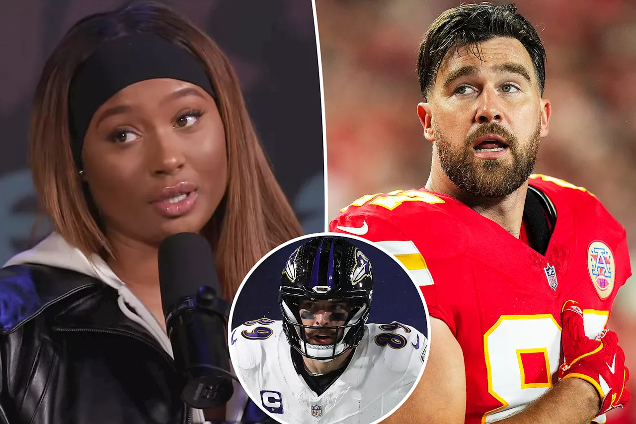 Kayla Nicole praises ex Travis Kelce while shading Ravens tight end Mark Andrews after playoffs heartbreak: Chiefs star won't 'drop the ball'