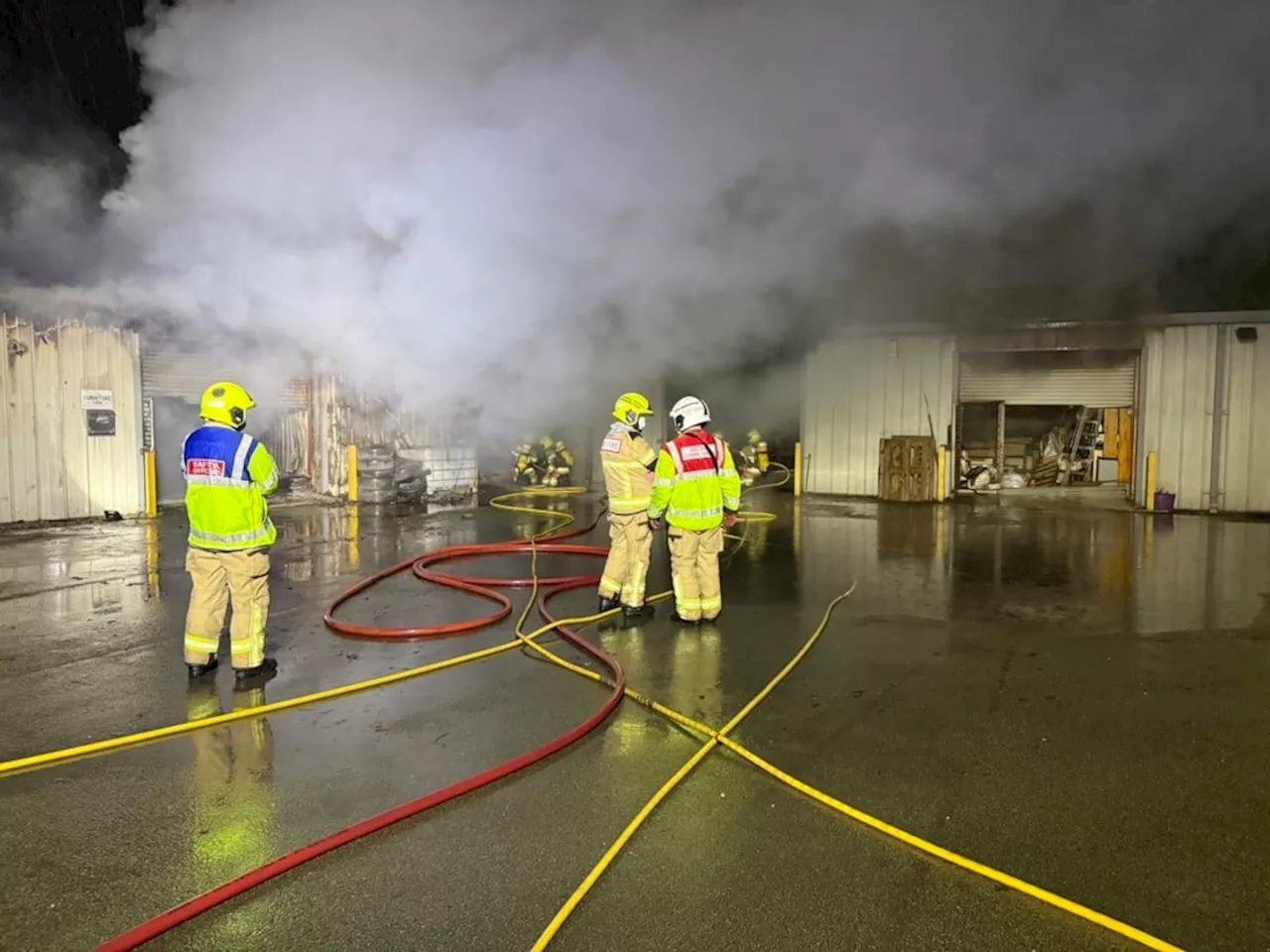 Firefighters Battle Blaze at Welshpool Industrial Estate