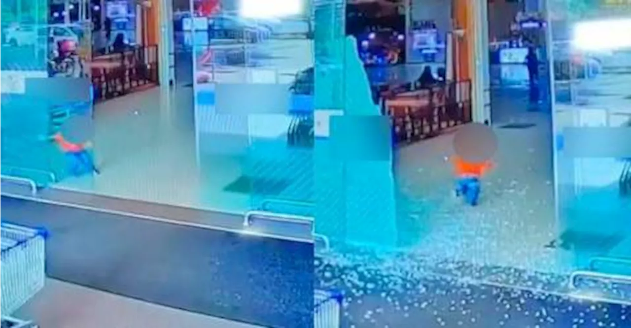 Child's Mischief Shatters Shopping Mall Door in Terengganu