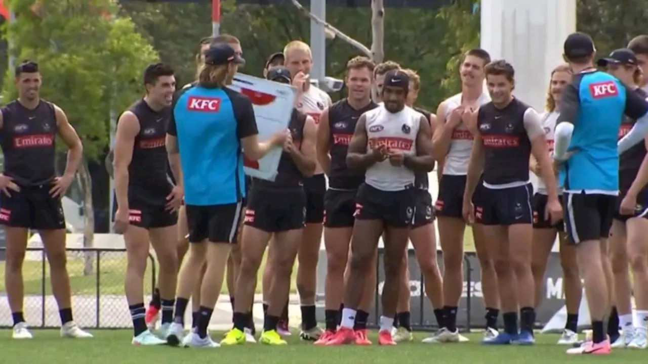 Retired AFL premiership hero Nathan Murphy appears at Collingwood training in coaching role