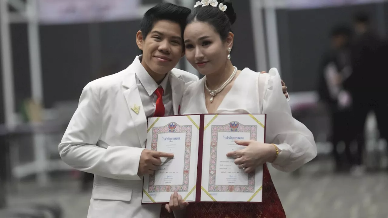 LGBTQ+ couples in Thailand register their marriages on the first day of law giving them equal status