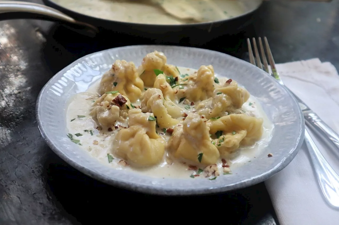 Sacchetti stuffed with pear and Gorgonzola is both decadent and rustic