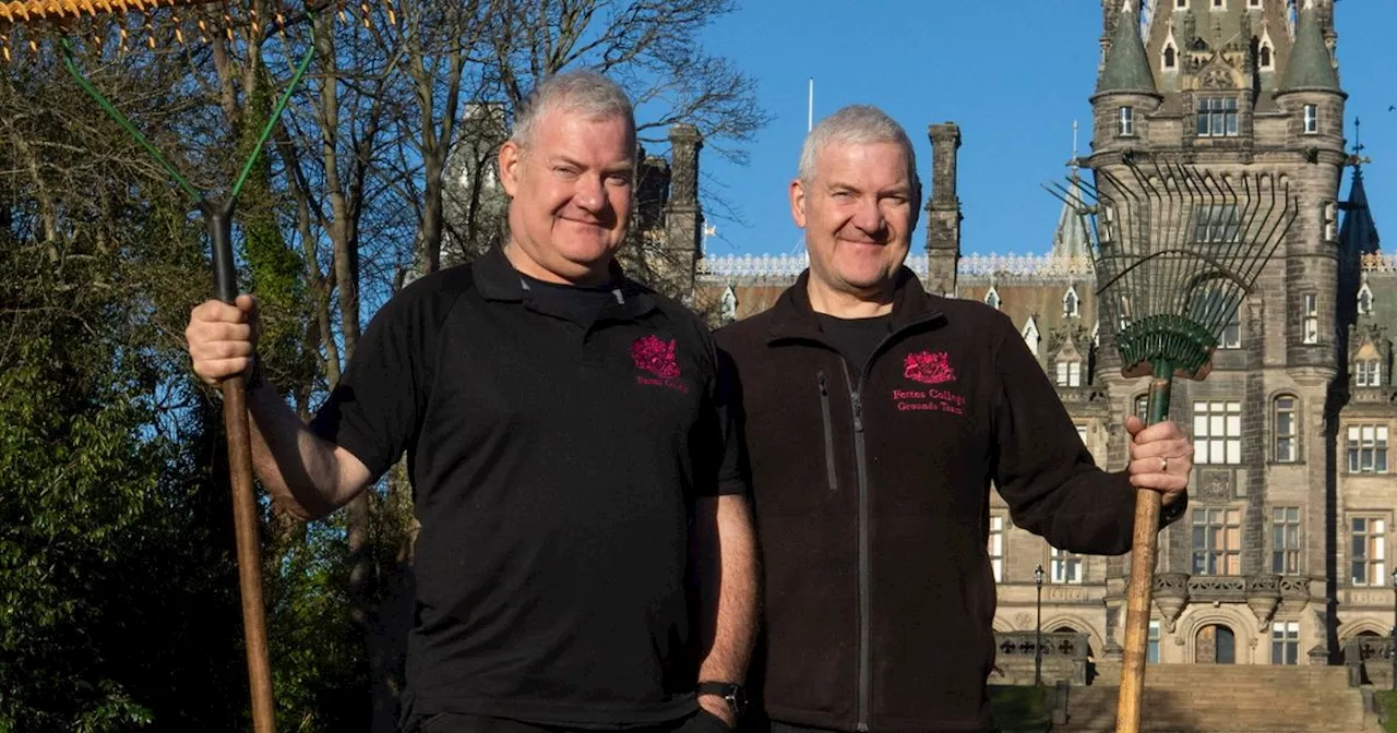 Twin groundskeepers celebrate 40 years of working together at Scots school