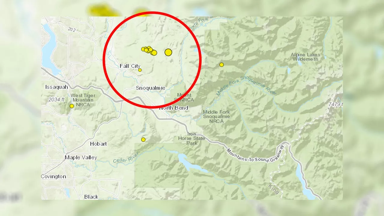 Cluster of tremors felt near Snoqualmie, WA after 3.5M earthquake