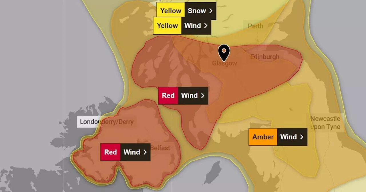 Glasgow red 'danger to life' weather warning issued as Storm Éowyn approaches