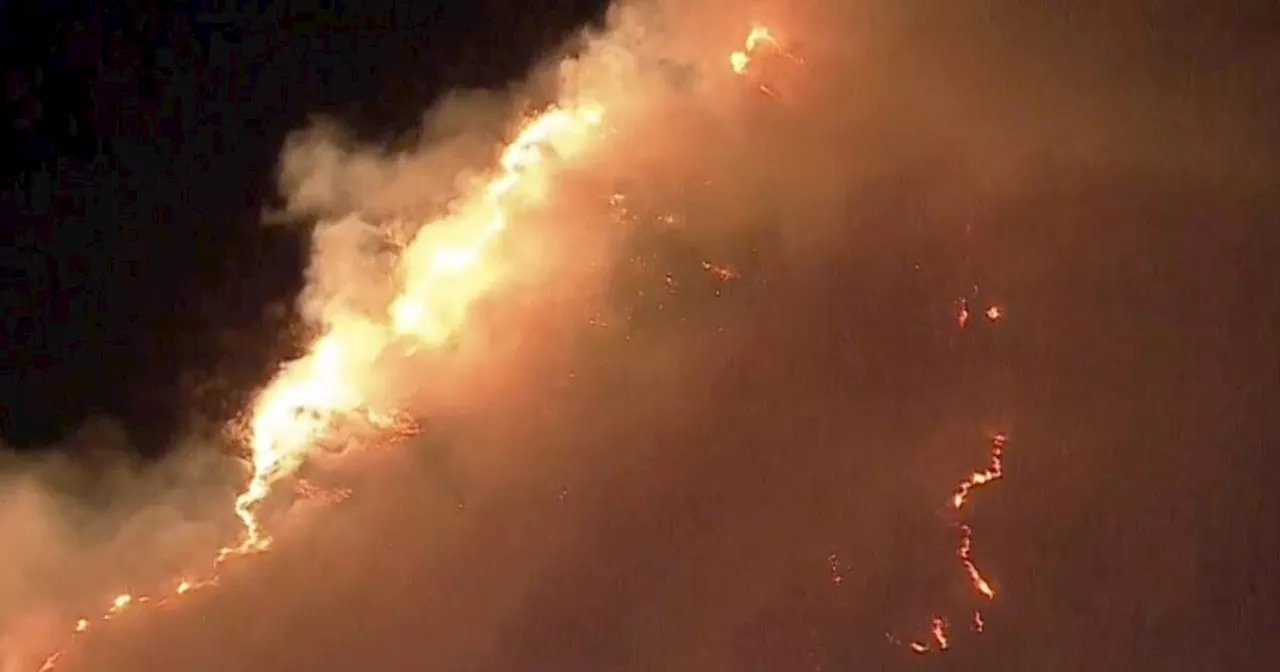 Fire breaks out along 405 Freeway in Sepulveda Pass