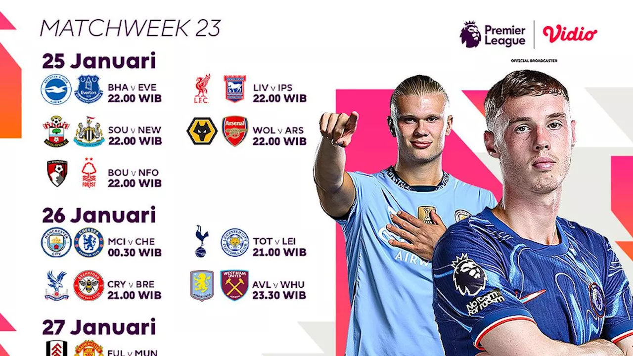 Jadwal Siaran Langsung Liga Inggris 2024/2025 Matchweek 23 di Vidio