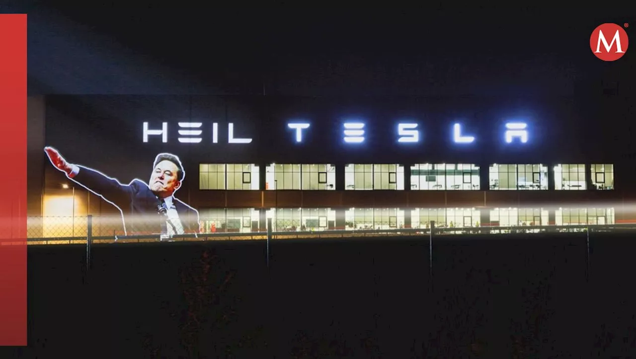 Activistas proyectan imagen de Musk con saludo nazi en fábrica de Tesla