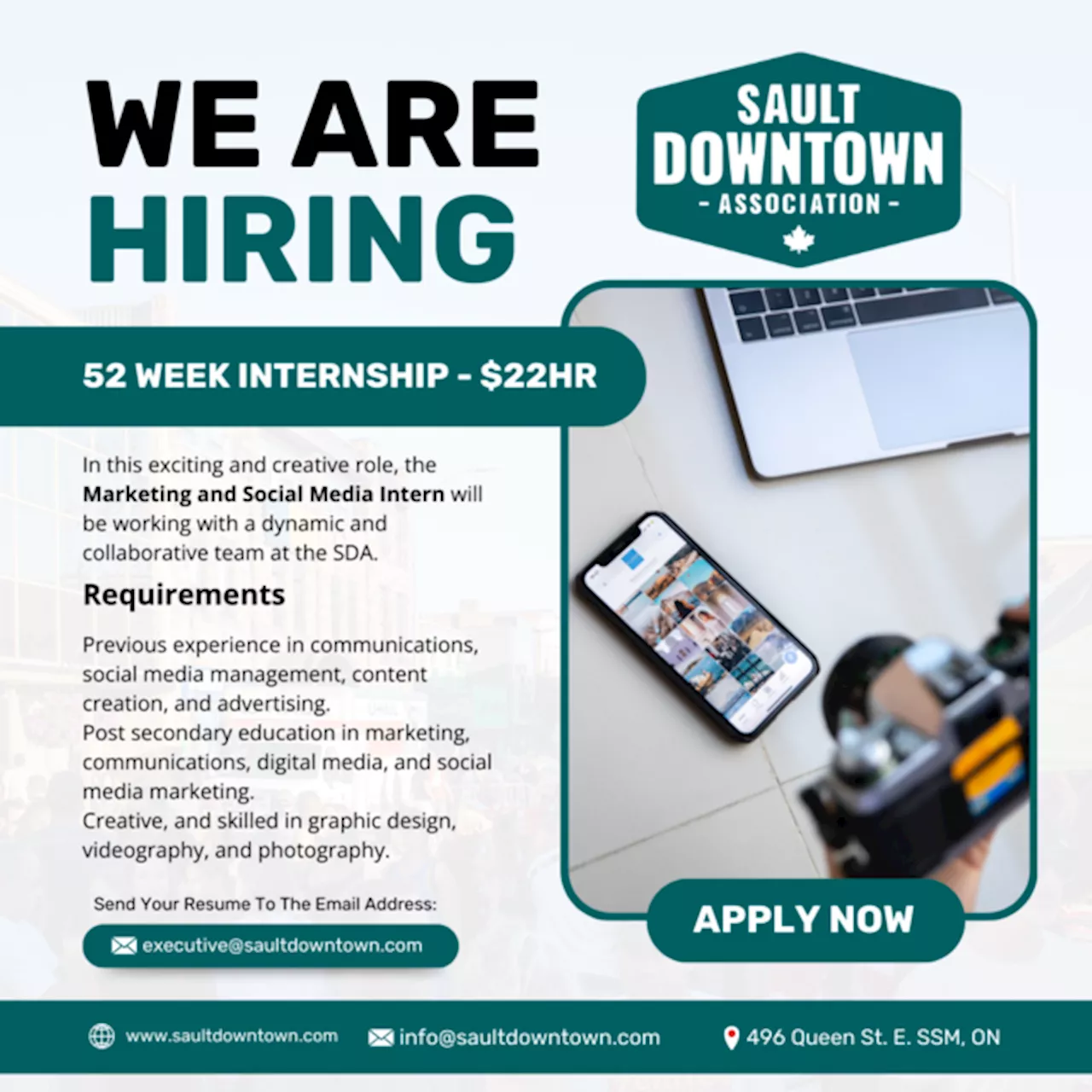 Marketing and Social Media Internship at the Sault Downtown Association