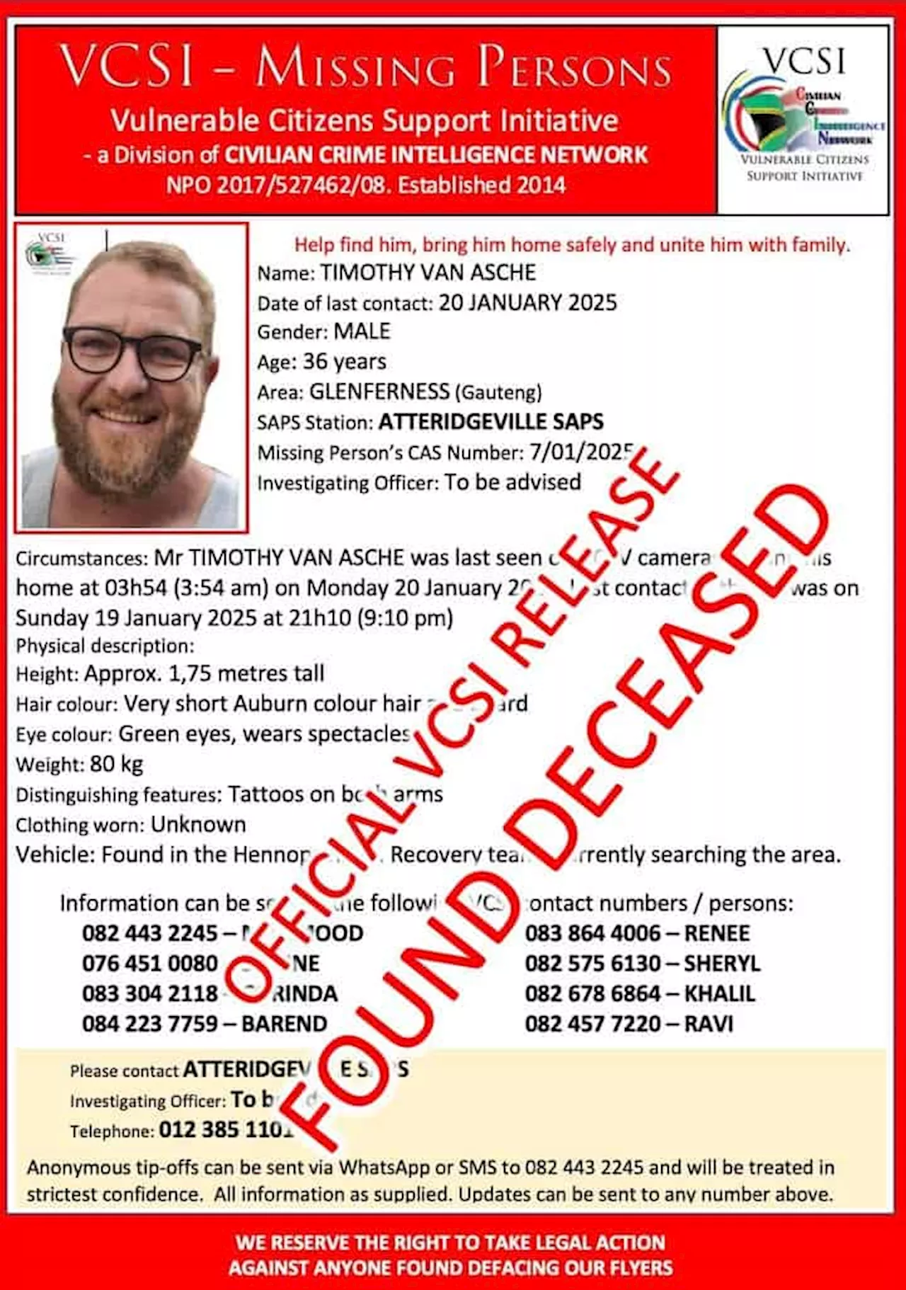 Body of Missing Pretoria Man Found in Hennops River