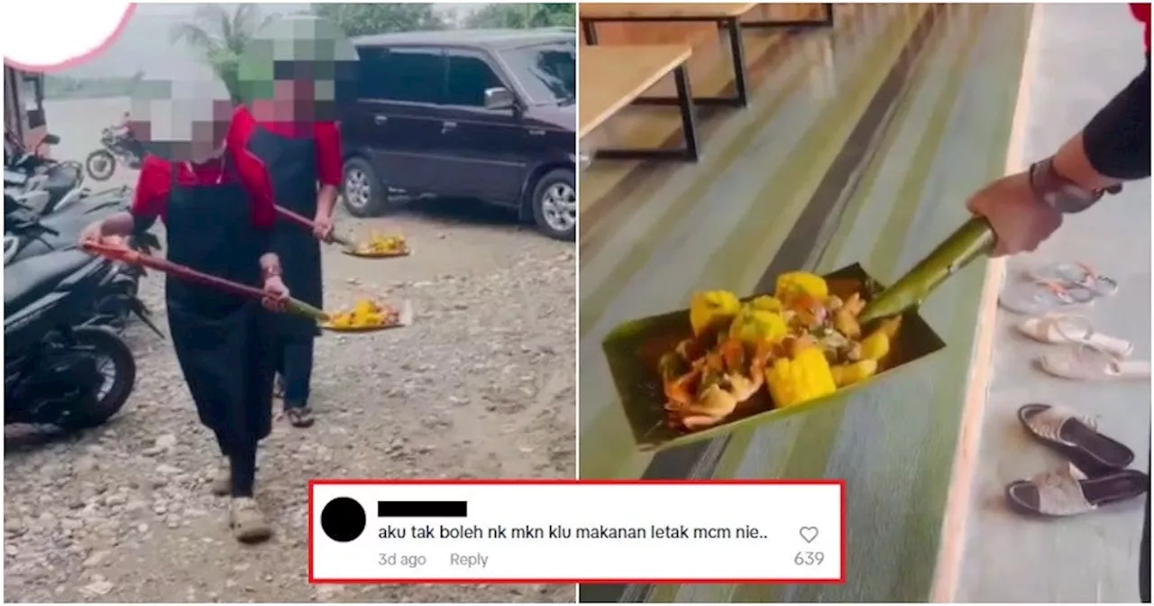 Netizens Repulsed by Viral Shell Out-Style Eatery Using Shovels to Serve Food