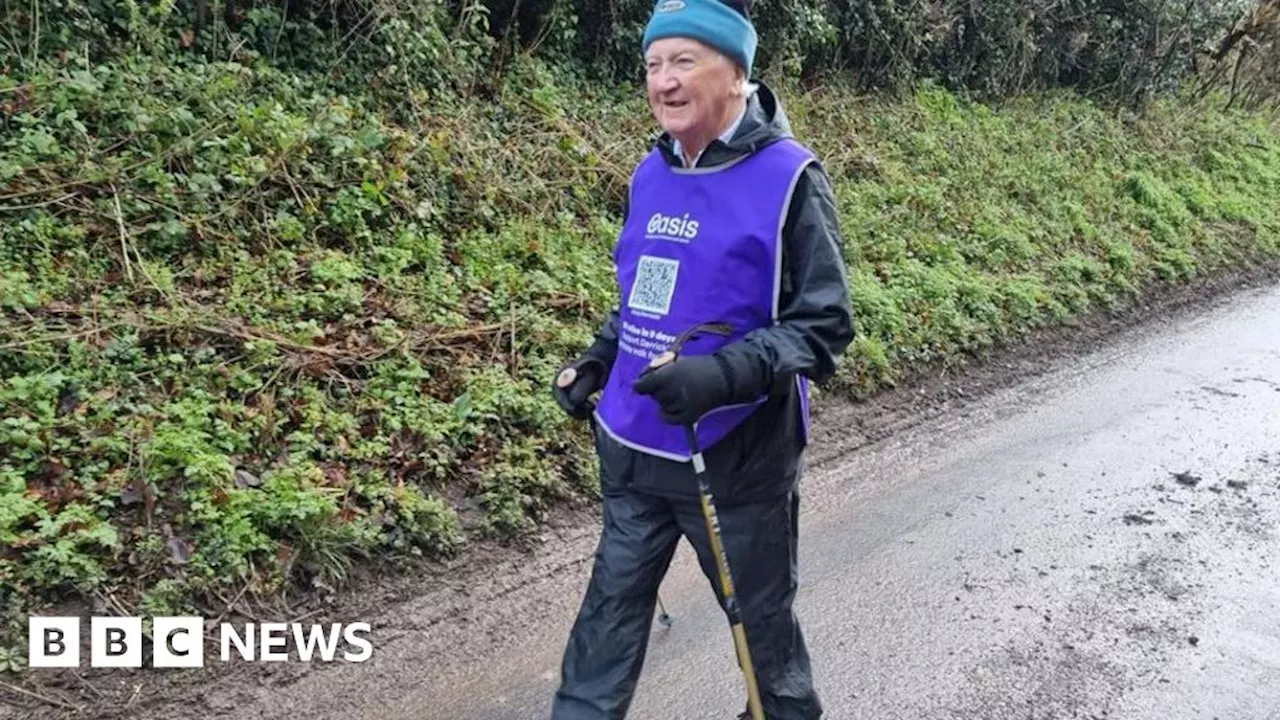 90-Year-Old Man Walks 90 Miles in Stormy Weather for Charity