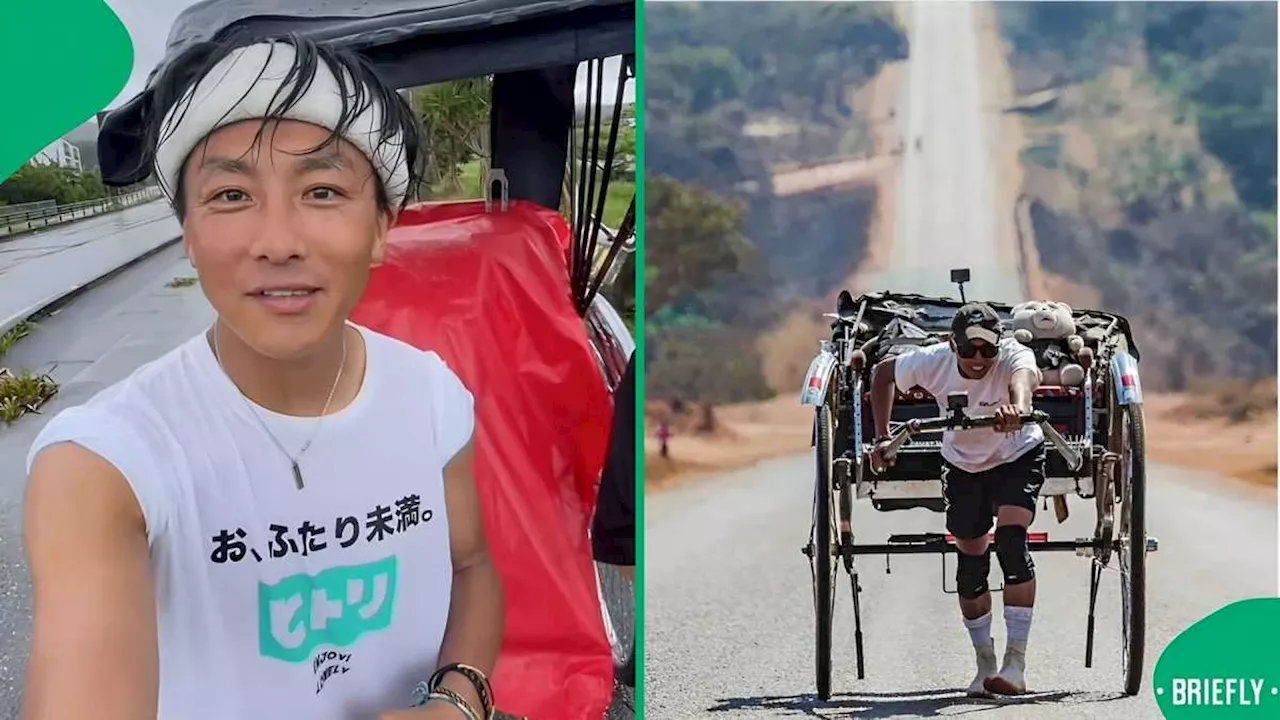 Spar Staff Cheer on Japanese Rickshaw Traveler