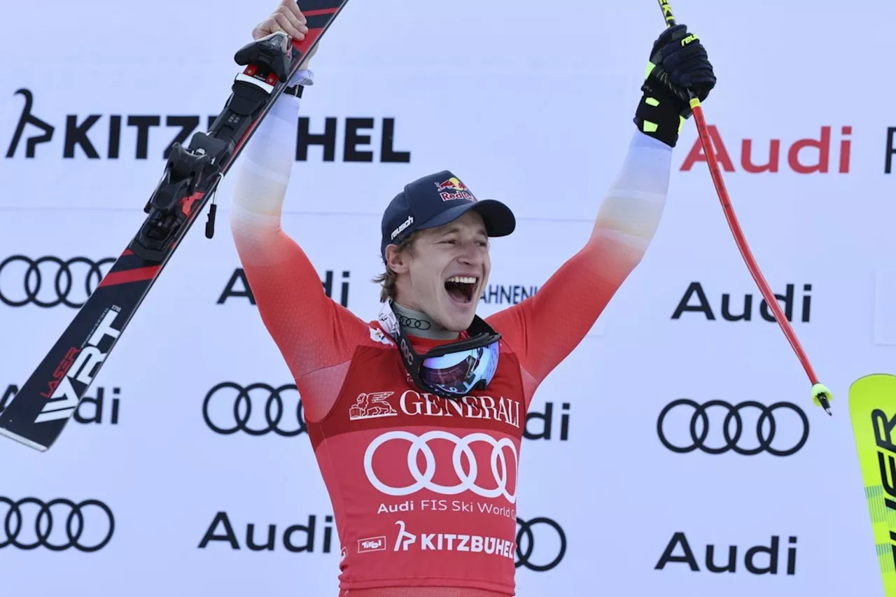 Odermatt conquers Kitzbuehel, wins super-G in eventful race