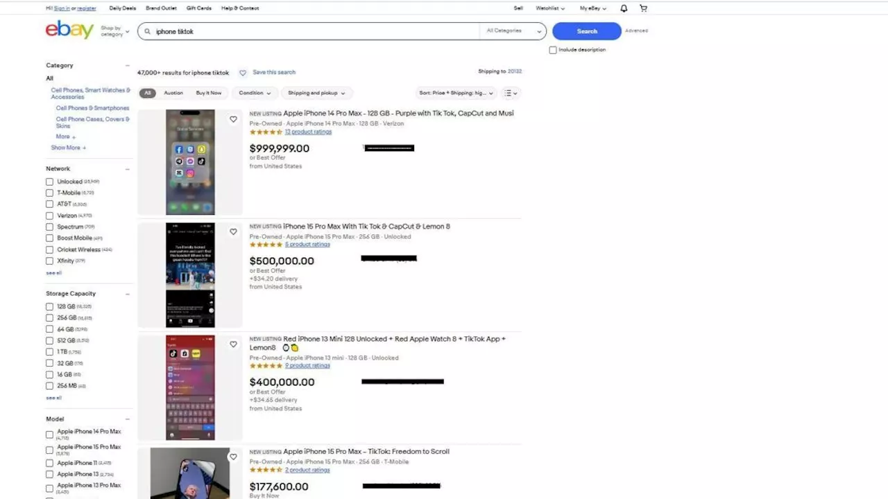 TikTok in vendita su eBay a prezzi folli